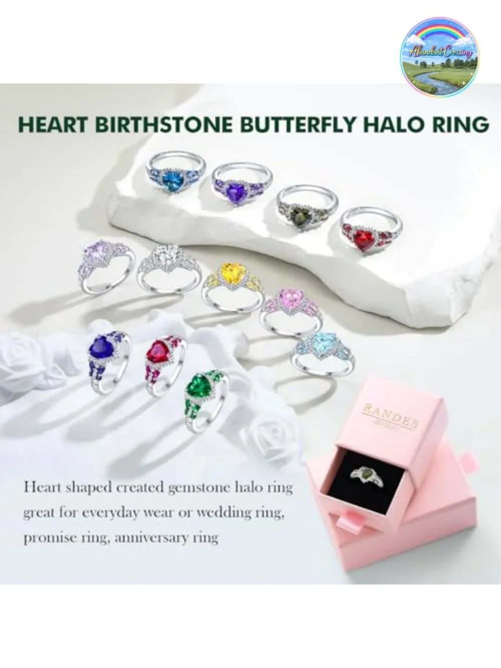 Sterling Silver Butterfly Birthstone Ring Size 6-10